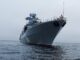 БПК Северного флота «Вице-адмирал Кулаков» на переходе Баренцевым морем