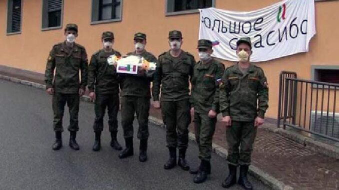 Российские военные специалисты 30 марта провели полную дезинфекцию трёх лечебных учреждениях области Ломбардия